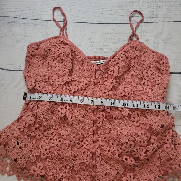 Abercrombie & Fitch Size L Lace Overlay Babydoll Floral Crop Top - Picture 6 of 9